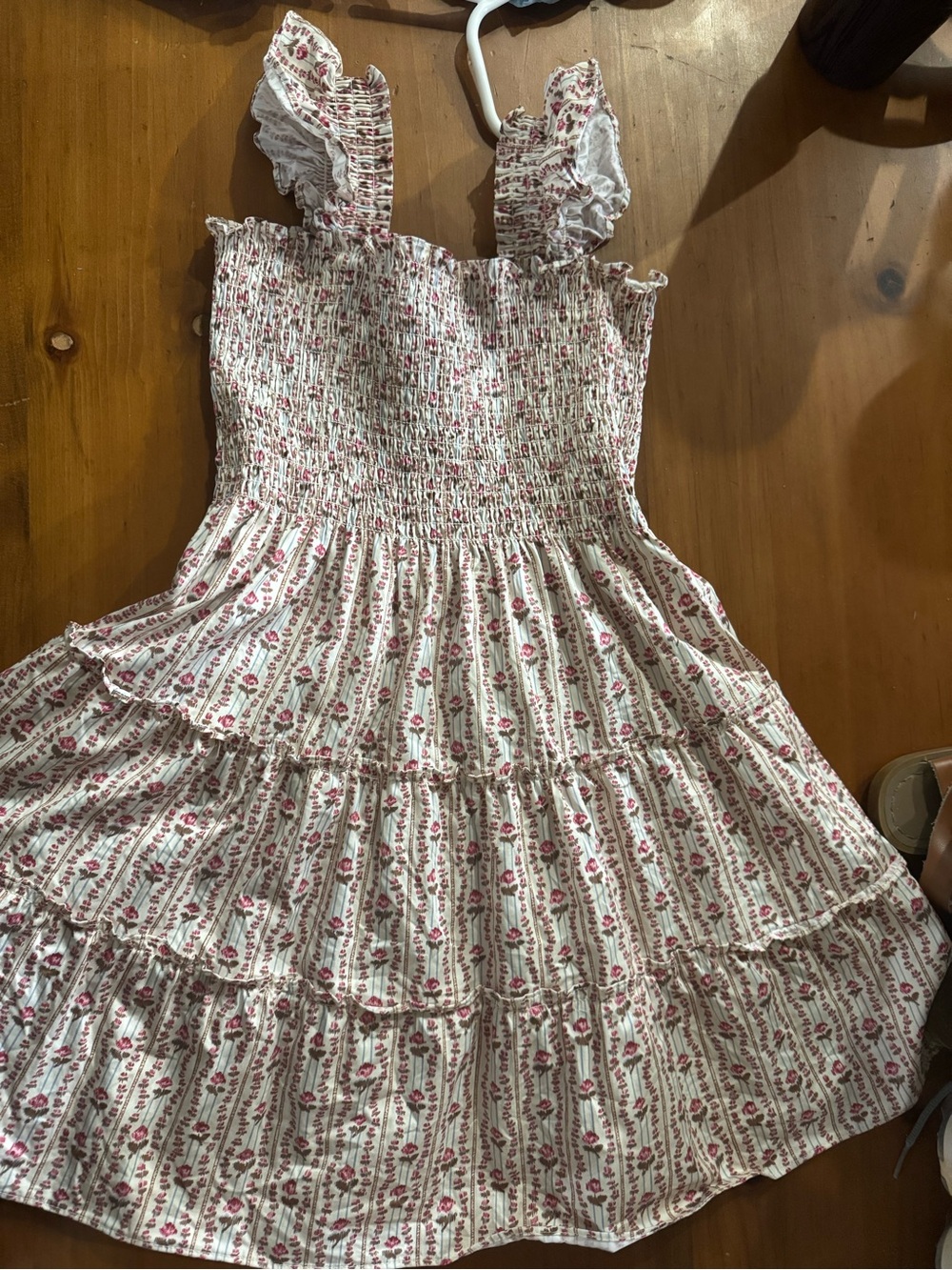 American girl Girls Cream Floral Ruffled Sundress - Pink Floral Print